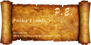 Petky Elemér névjegykártya